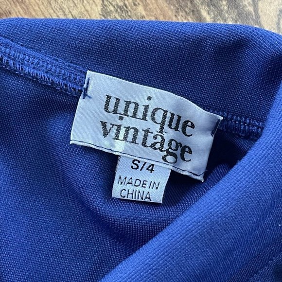 Unique Vintage Womens Blue Cassidy Wiggle Dress Sz 4 Retro Pin Up Girl Cowl Neck - Picture 7 of 7